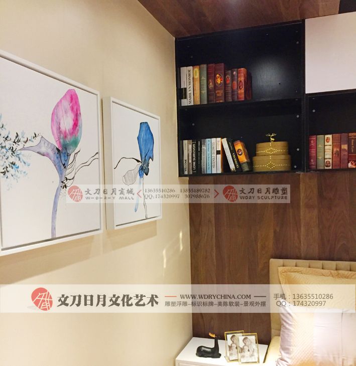 新中式水墨山水客厅沙发背景墙装饰画玄关书房餐厅挂画样板房挂画